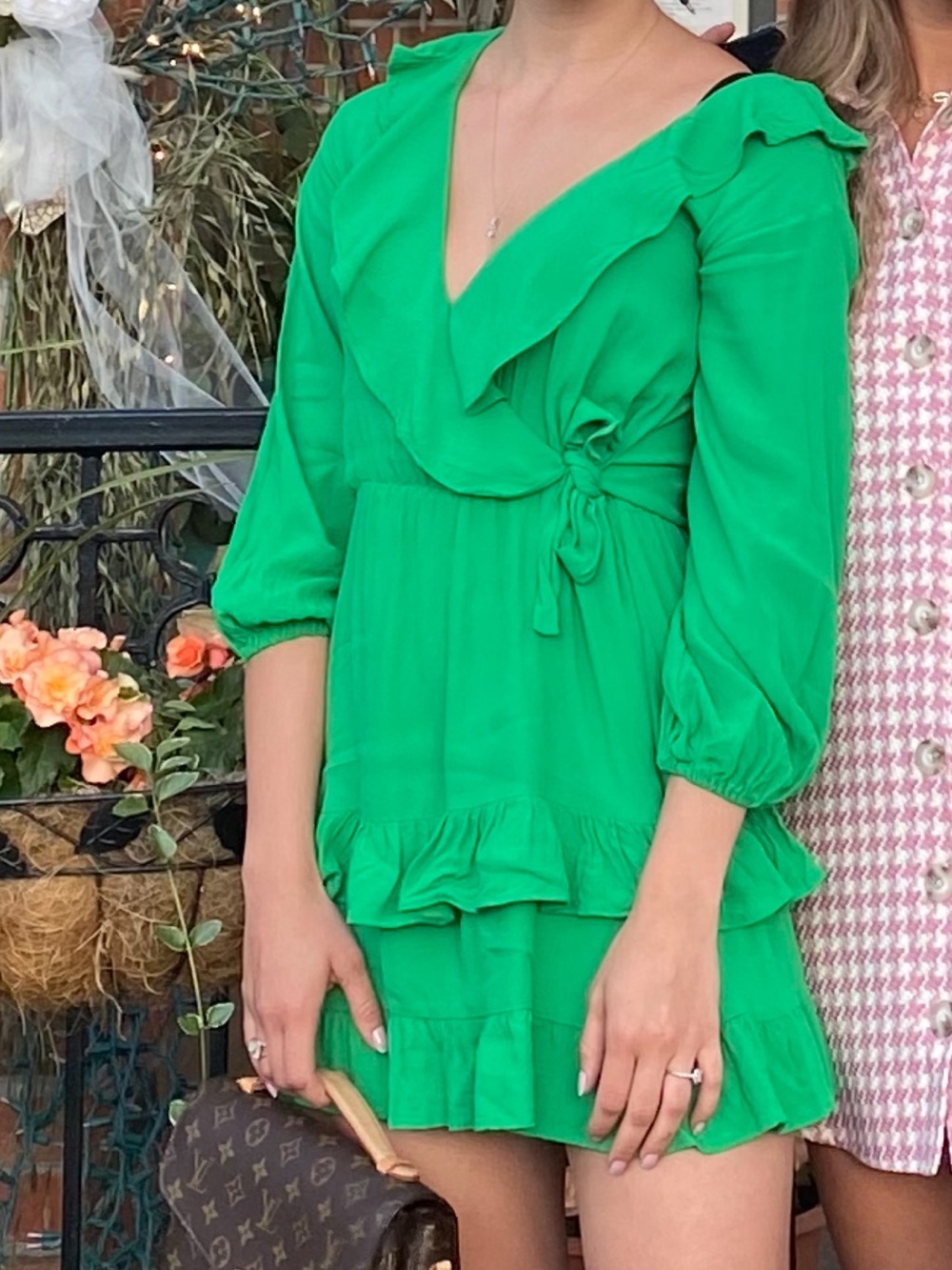 Zara Bright Green Ruffle Mini Dress